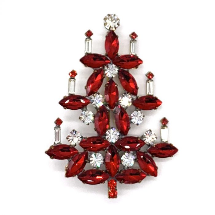 Brosche Weihnachtsbaum Vintage Kristall