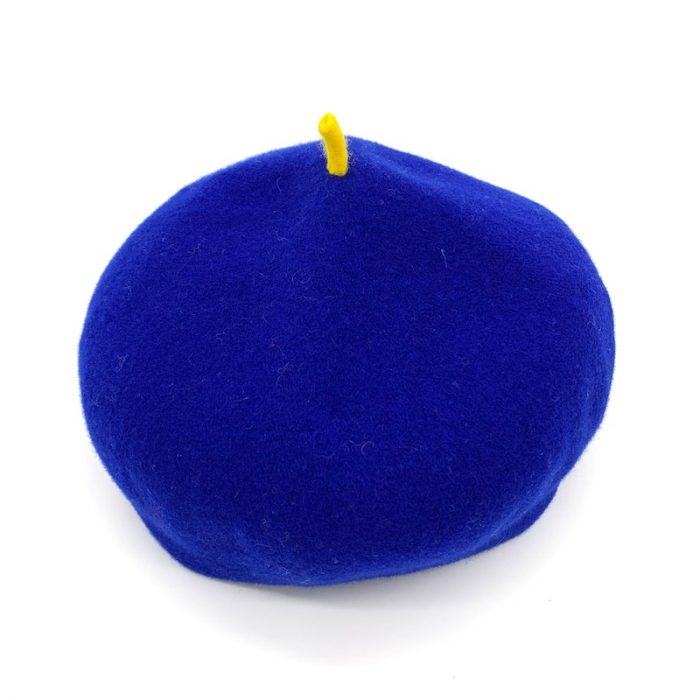 Baskenmütze blau gelb