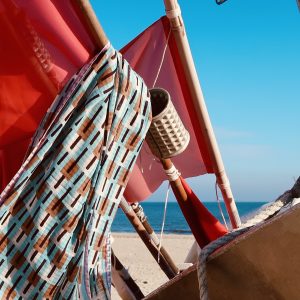 Epice Paris - Tuch - Baumwolle - sand - hellblau