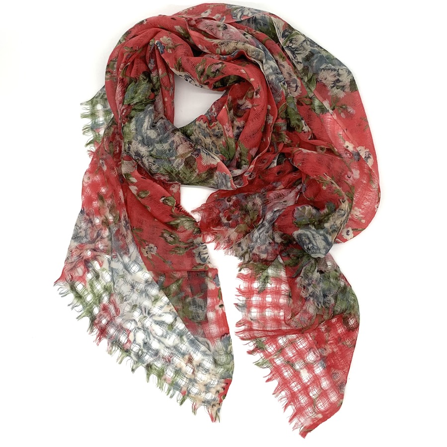 Epice Paris - Wolltuch Blumen himbeere