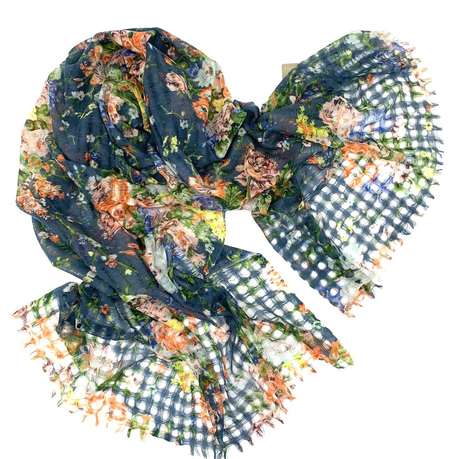 Epice Paris - Wolltuch Blumen petrol