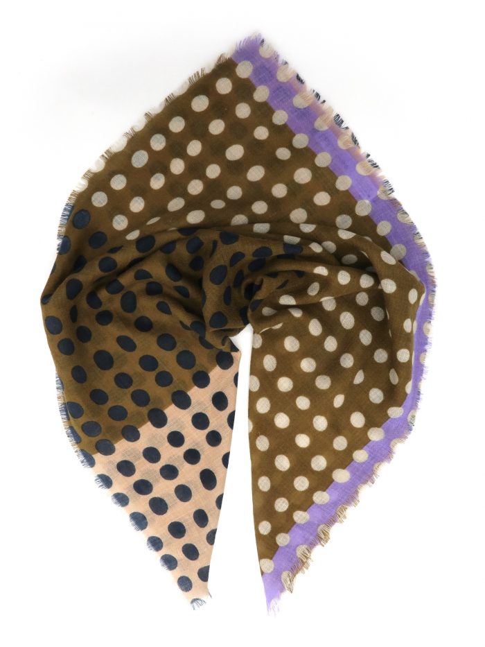 Polkadots und Streifen in oliv, violett, nachtblau, creme und hautfarben