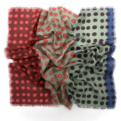 Wolltuch mit Polkadots und Streifen