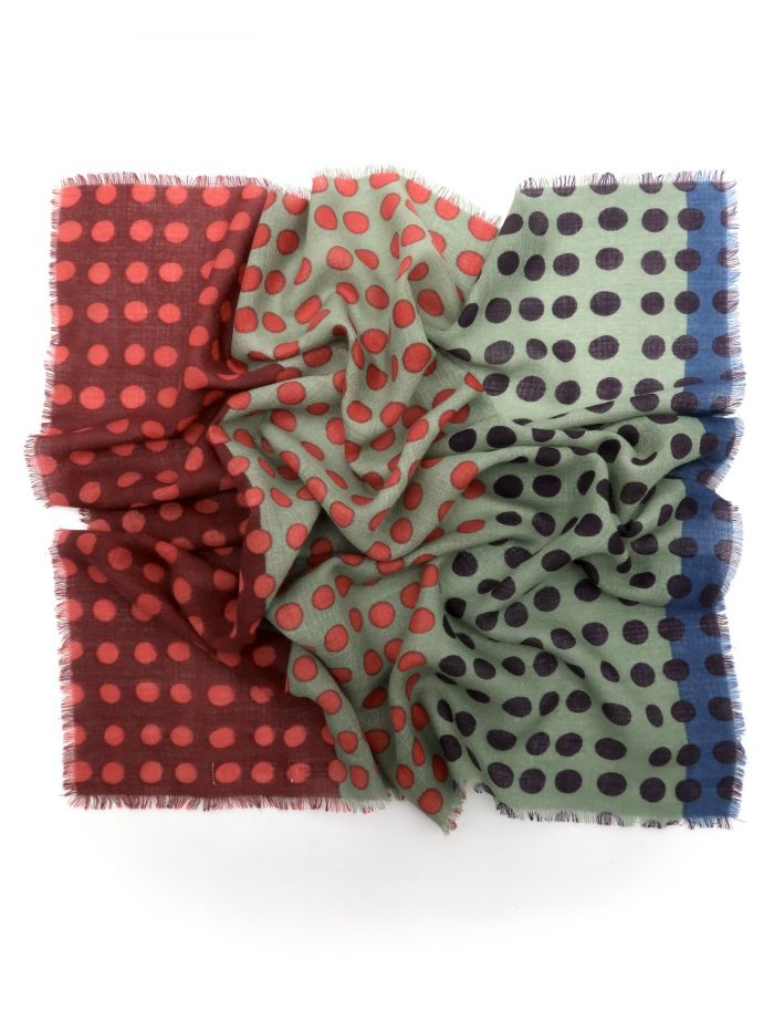 Wolltuch mit Polkadots und Streifen