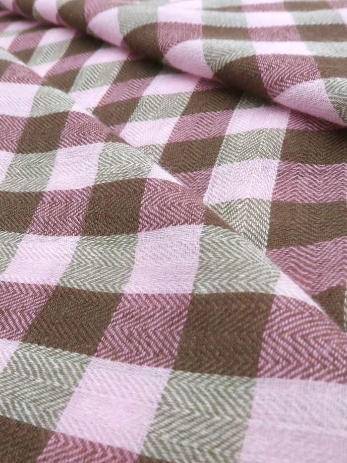 Wolltuch in Vichy Karo in rose und salbei