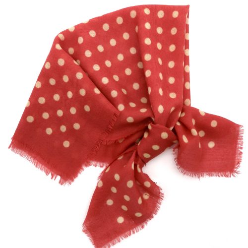 Rotes kleines Wolltuch mit cremeweißen Punkten