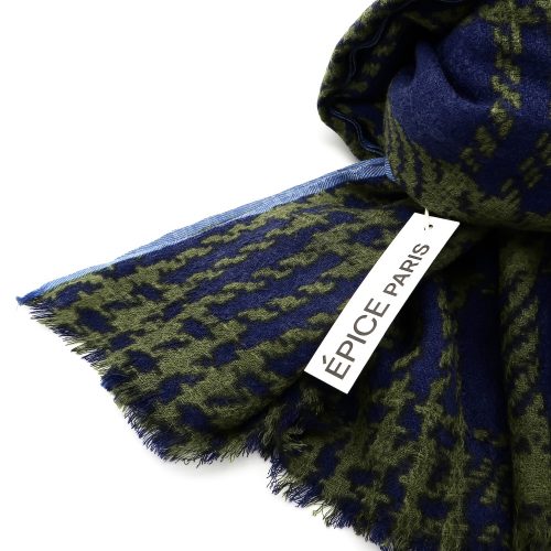 Feines Wolltuch in blau und grün im Tweed-Look