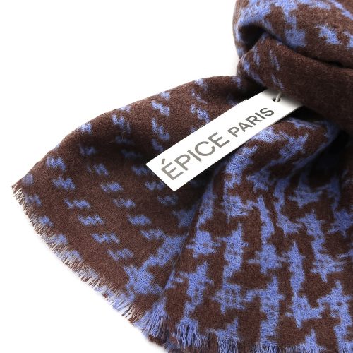 Feines Wolltuch in braun und blau im Tweed-Look