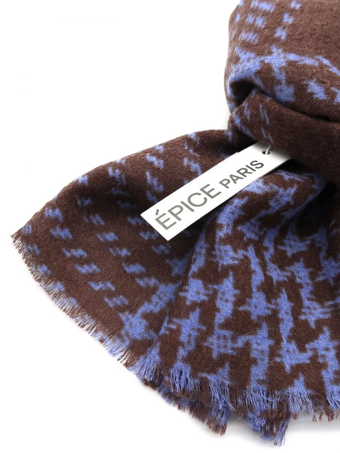 Feines Wolltuch in braun und blau im Tweed-Look