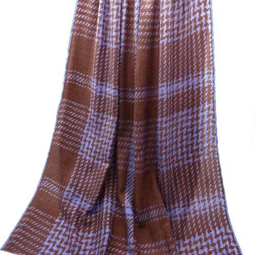 Feines Wolltuch in braun und blau im Tweed-Look