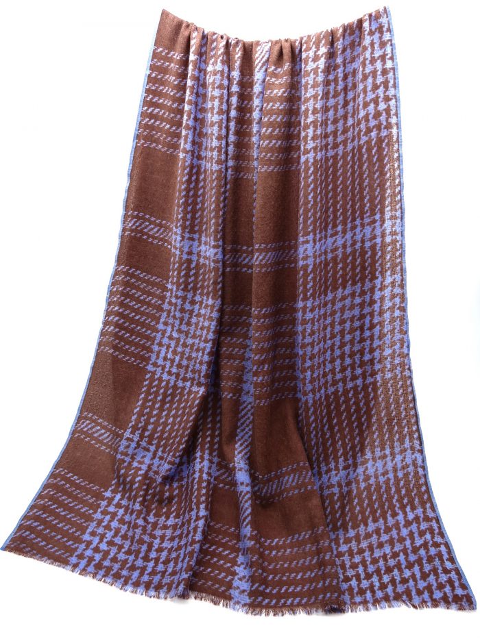 Feines Wolltuch in braun und blau im Tweed-Look