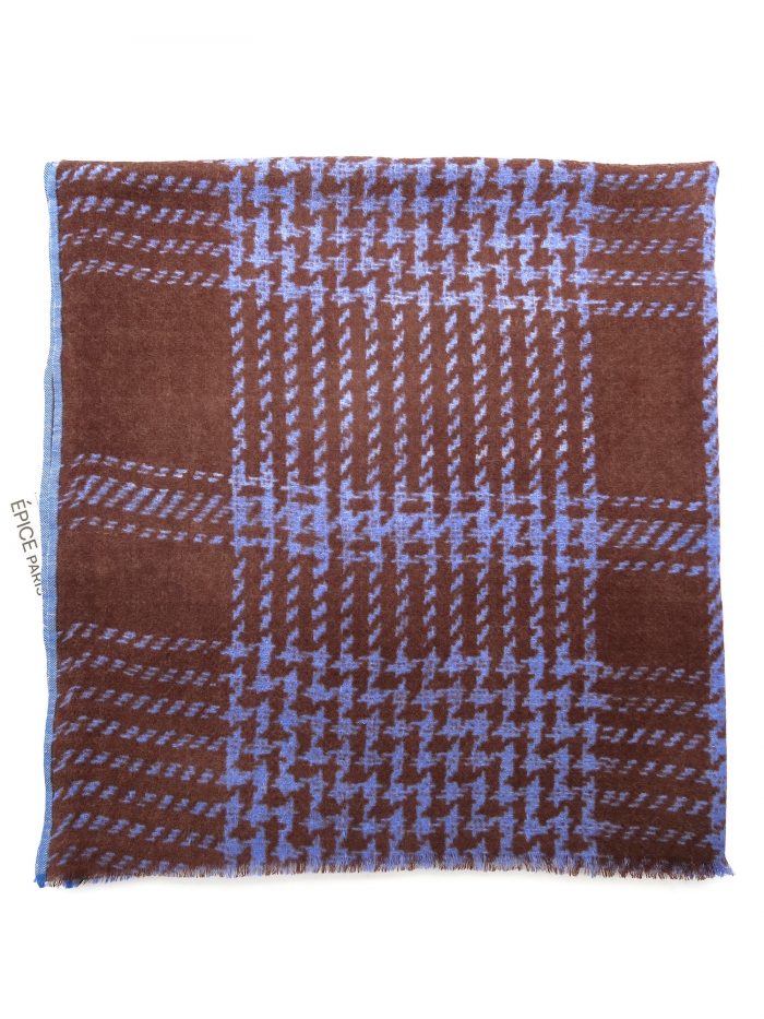 Feines Wolltuch in braun und blau im Tweed-Look