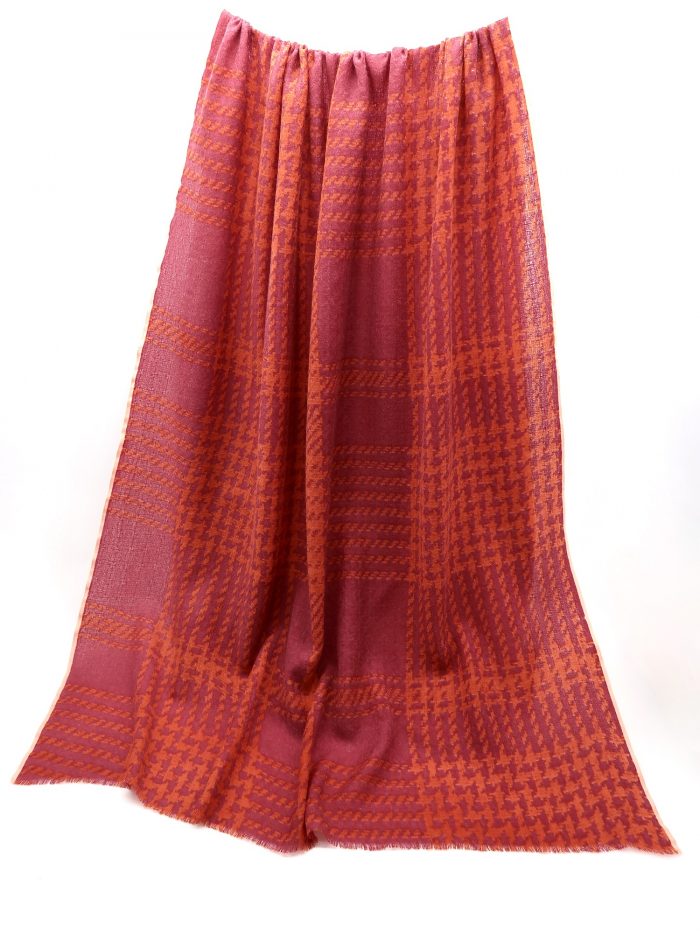 Feines Wolltuch in rot im Tweed-Look