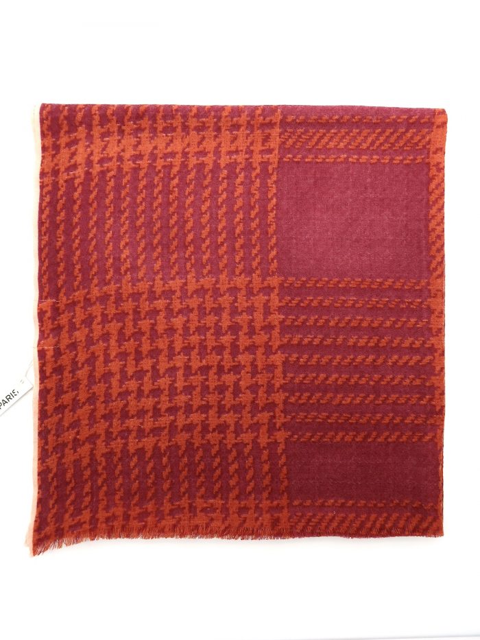 Feines Wolltuch in rot im Tweed-Look