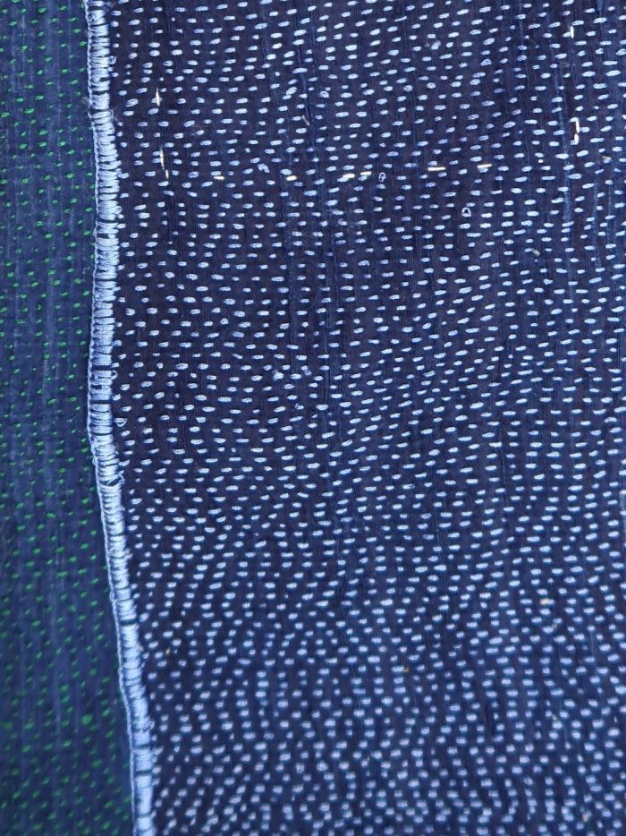 Stichbild Seidentuch Kantha Quilt