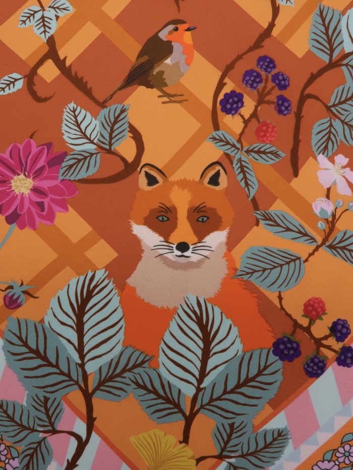 Seidentuch mit dem Motiv „Fuchs im Herbst“