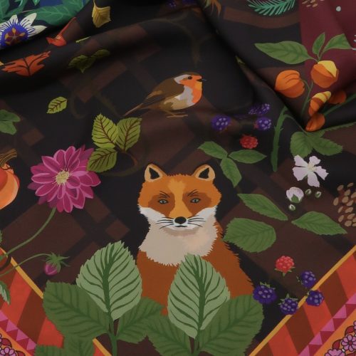 Seidentuch mit dem Motiv „Fuchs im Herbst“