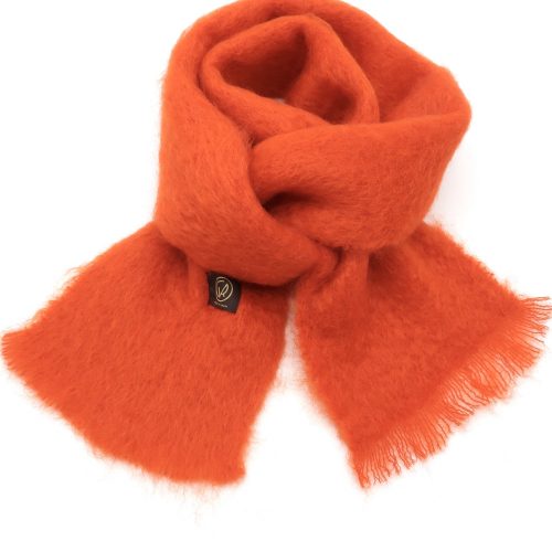 Gebundender Schal in Mohair in orangerot